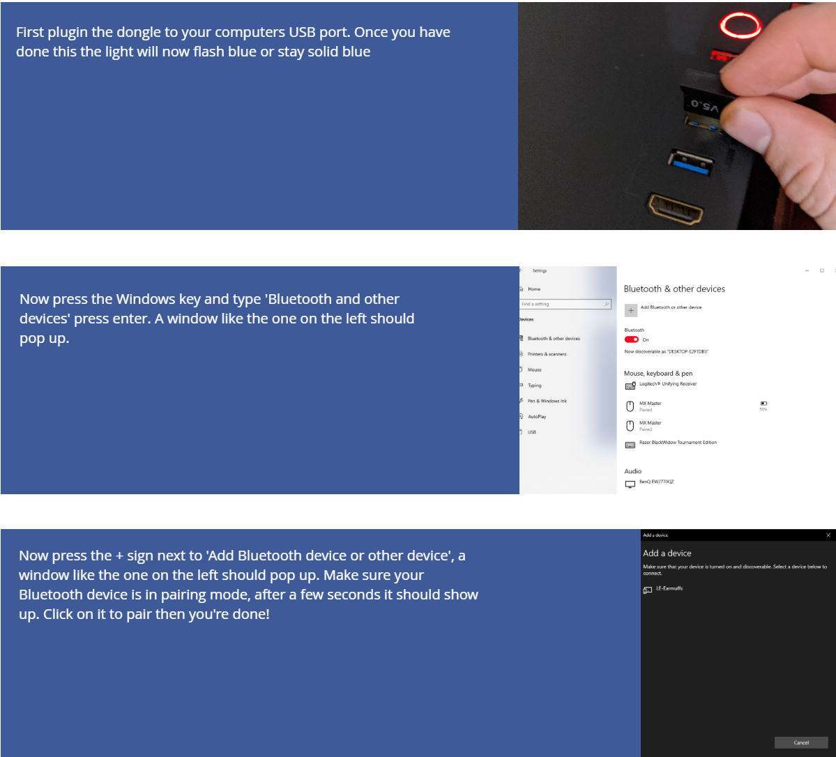 Bluetooth dongle setup